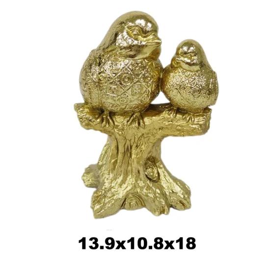 Gold Sparrow Mother & Baby Resin Ornament | Figurine