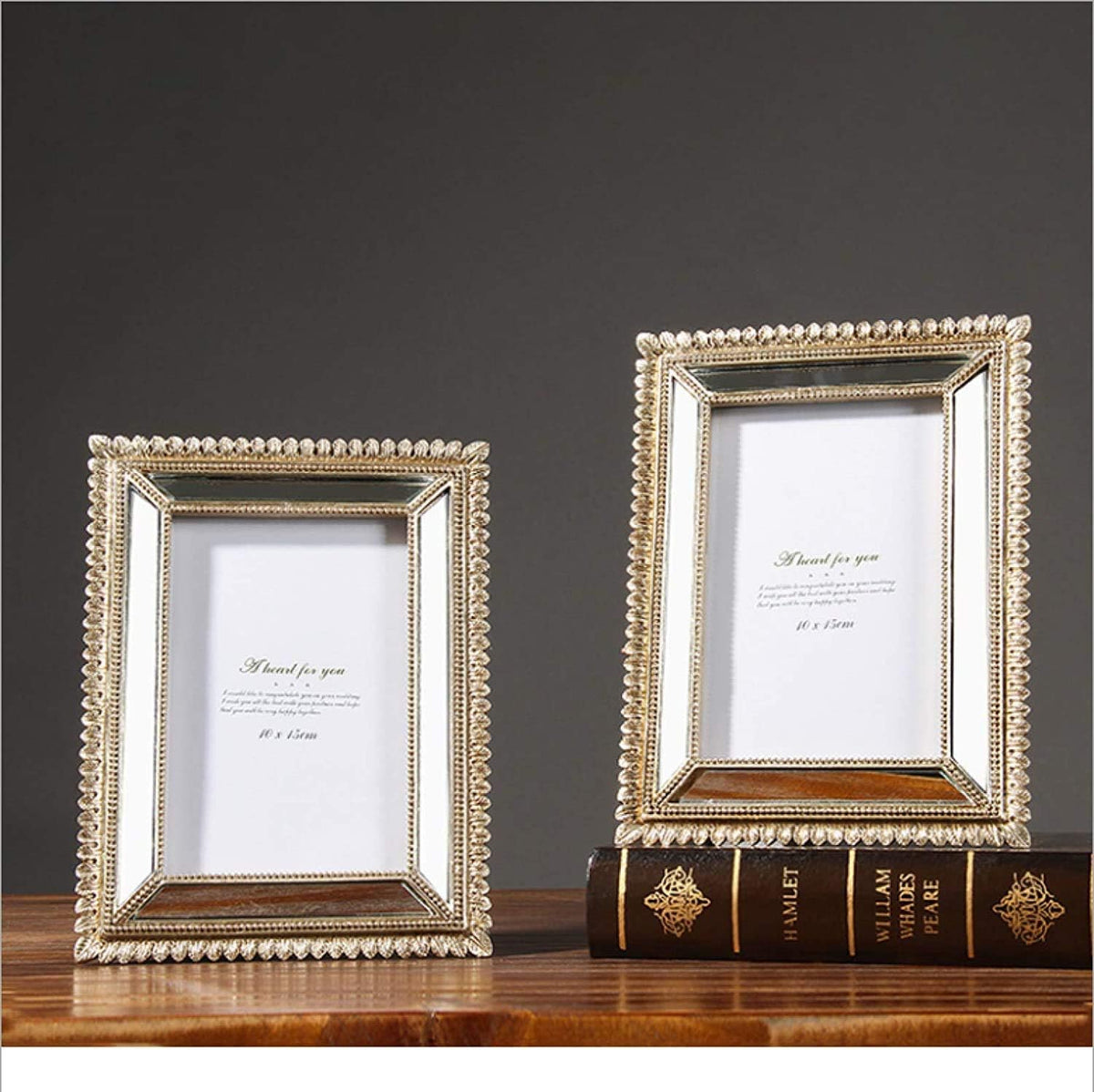 Gold Mirror & Leaf Border Photo Frame | Home Décor