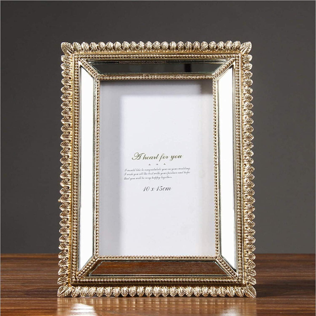 Gold Mirror & Leaf Border Photo Frame | Home Décor