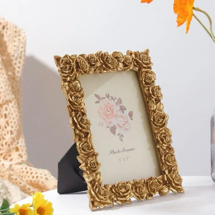 Gold Antique Roses Border Photo Frame | Home Décor