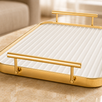 gold metal serving tray with frosted glass base luxury decorative serving and display traygold metal serving tray Pakistanfrosted glass serving trayluxury decorative traygold serving trayvanity organizer traydecorative display trayhome décor tray Pakistanluxury serving platterHome Hatch serving traygold glass tray 