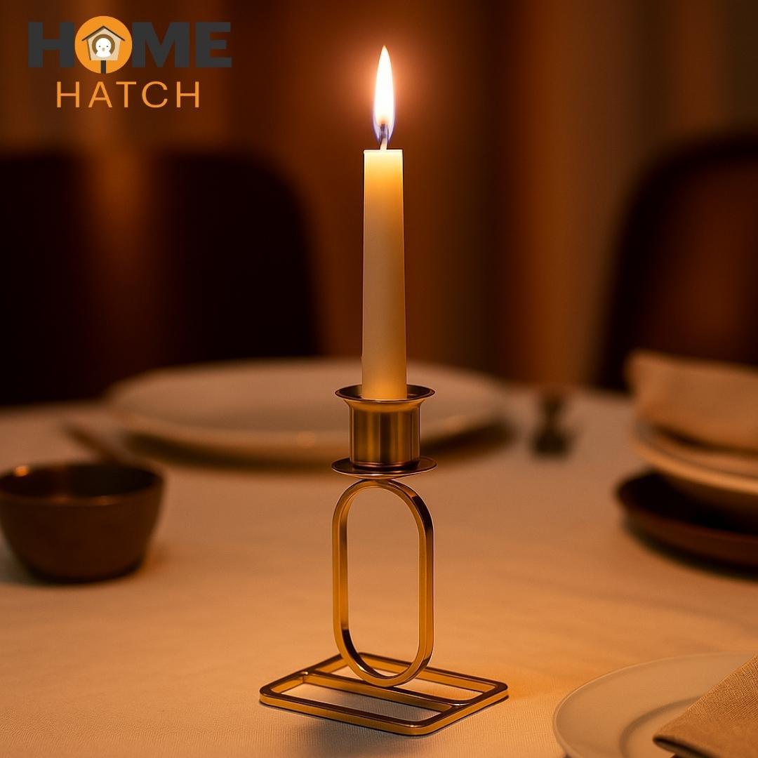 Golden Geometric Candle Holder | Modern Home Décor Accent