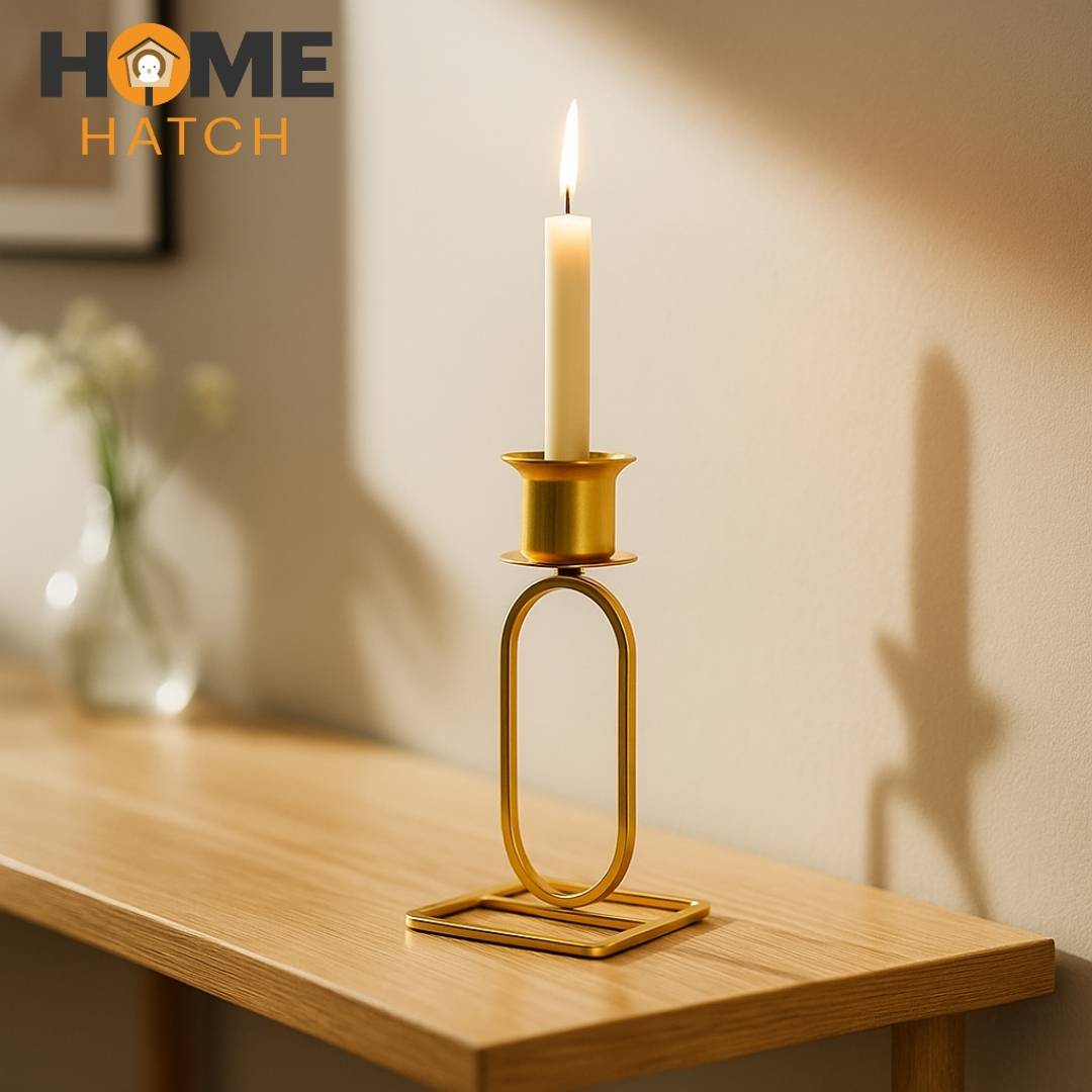 Golden Geometric Candle Holder | Modern Home Décor Accent