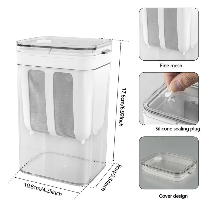 Greek yogurt maker with fine mesh strainer and collection container for filtering yogurt and separating liquid whey