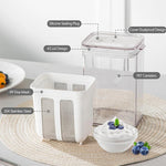 Greek yogurt maker with fine mesh strainer and collection container for filtering yogurt and separating liquid whey