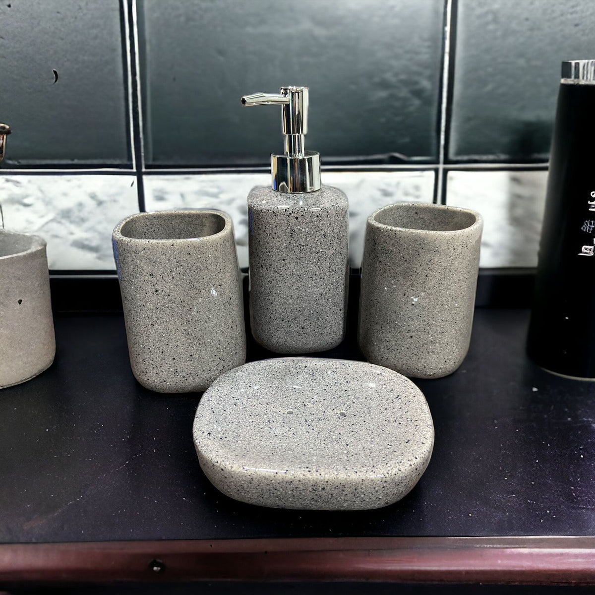 Luxury Gravel Design Ceramic Bath set - 4pcs - Home Hatch
