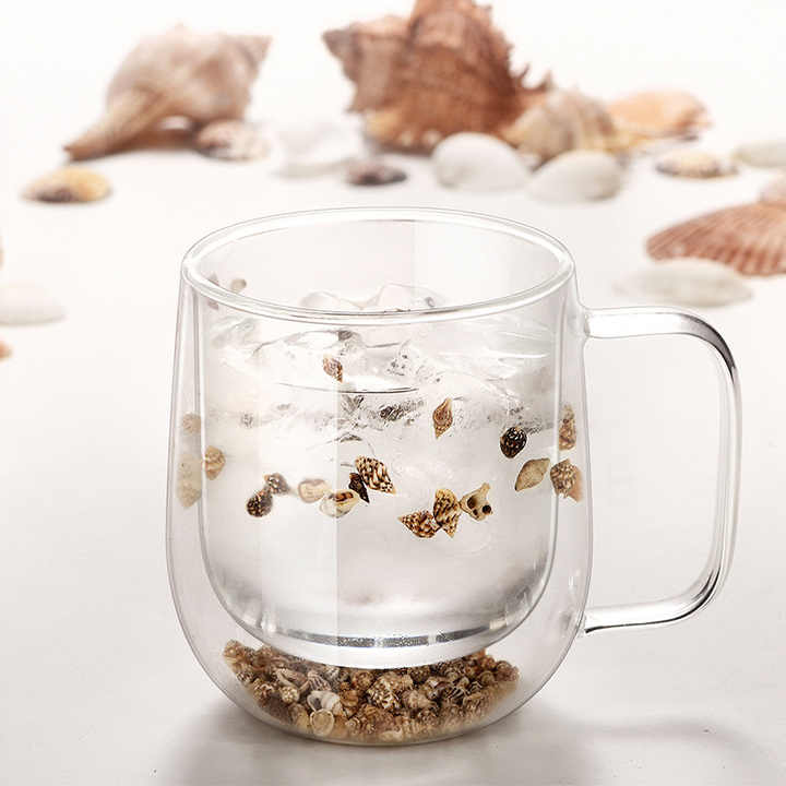 Aesthetic Double Walled Filled Glass Mugs