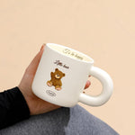 Cartoon Bear | Bread | Breakfast | Ceramic Mug With Lid and Spoon