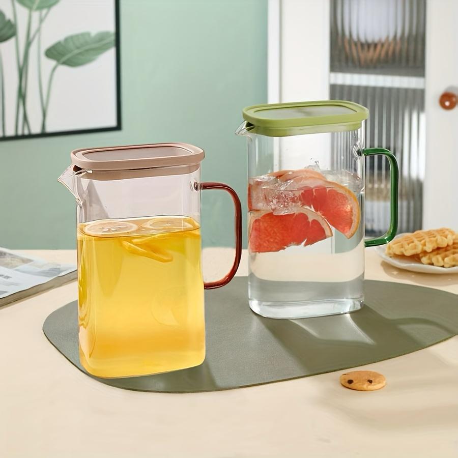 High Borosilicate Glass Pitcher with Silicone Lid & Colour Handle