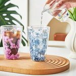 High borosilicate double-layer glass cup with dried flowers 350 ml – Home Hatch Pakistan