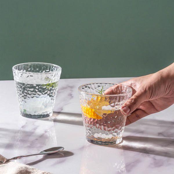 Delisoga Transparent Pebble Textured Glasses | Set of 6