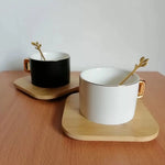 Ceramic Mug with Bamboo Square Saucer and Spoon | Coffee Mug