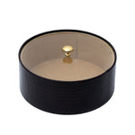 Multi Purpose Faux Crocodile Leather Round Storage Container