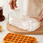 Ice Cube Storage Box with Single Ice Cube Tray & Scoop | Multipurpose Ice Maker Container with Lid