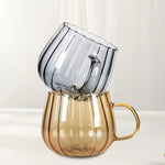 Japanese Pumpkin Glass Mug 350ml Pakistan – High Borosilicate Coffee Cup for Hot & Cold Drinks with Ribbed Pumpkin Design
