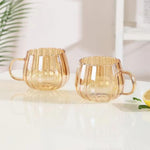 Japanese Pumpkin Glass Mug 350ml Pakistan – High Borosilicate Coffee Cup for Hot & Cold Drinks with Ribbed Pumpkin Design