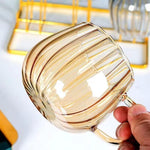 Japanese Pumpkin Glass Mug 350ml Pakistan – High Borosilicate Coffee Cup for Hot & Cold Drinks with Ribbed Pumpkin Design