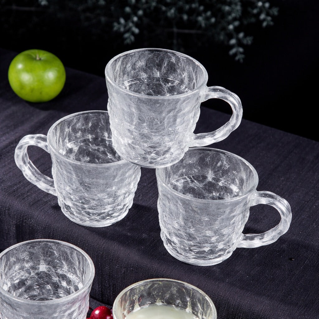 Japanese glacier glass mug set of 6 textured glass mugs Home Hatch PakistanJapanese glass mug setglacier glass mugs Pakistanglass mug set of 6textured glass mugsHome Hatch glasswaremodern tea mugs Pakistanglass coffee mugsminimalist glass mugskitchen glassware Pakistanserving mugs set