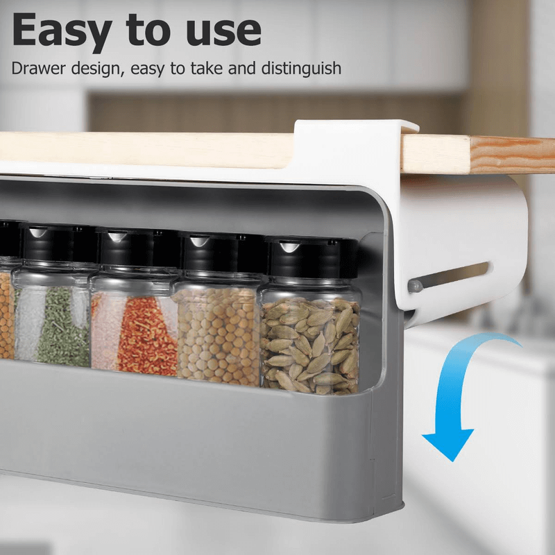 Set of 6 seasoning bottles – spice storage jars for under-shelf kitchen rack