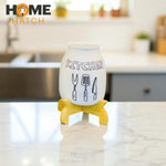 Kitchen Utensil Ceramic Holders with Bamboo Stand