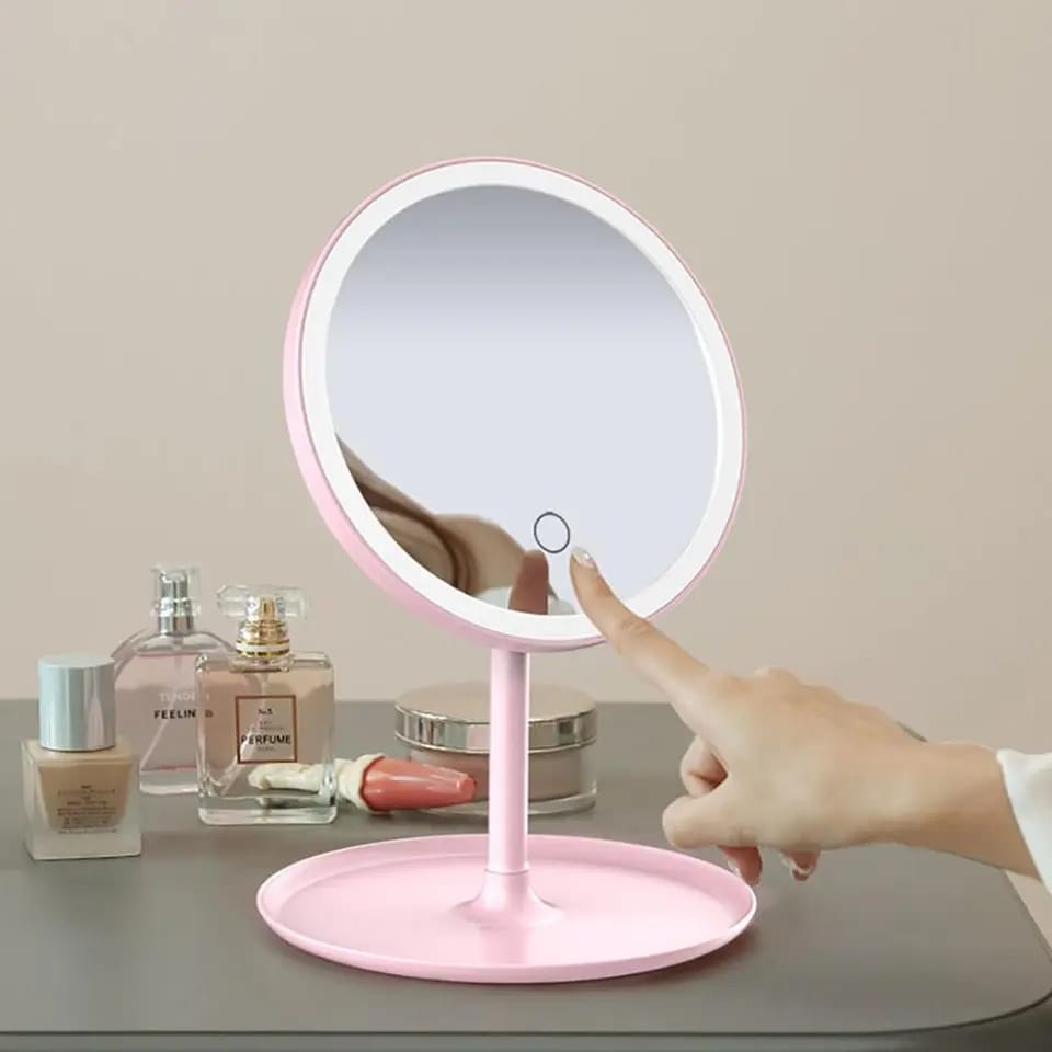 LED Make-up/Vanity Mirror With Light & Storage Tray - Home Hatch