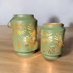 Leaf Silhouette Round Led Lanterns- Green | Home Decor