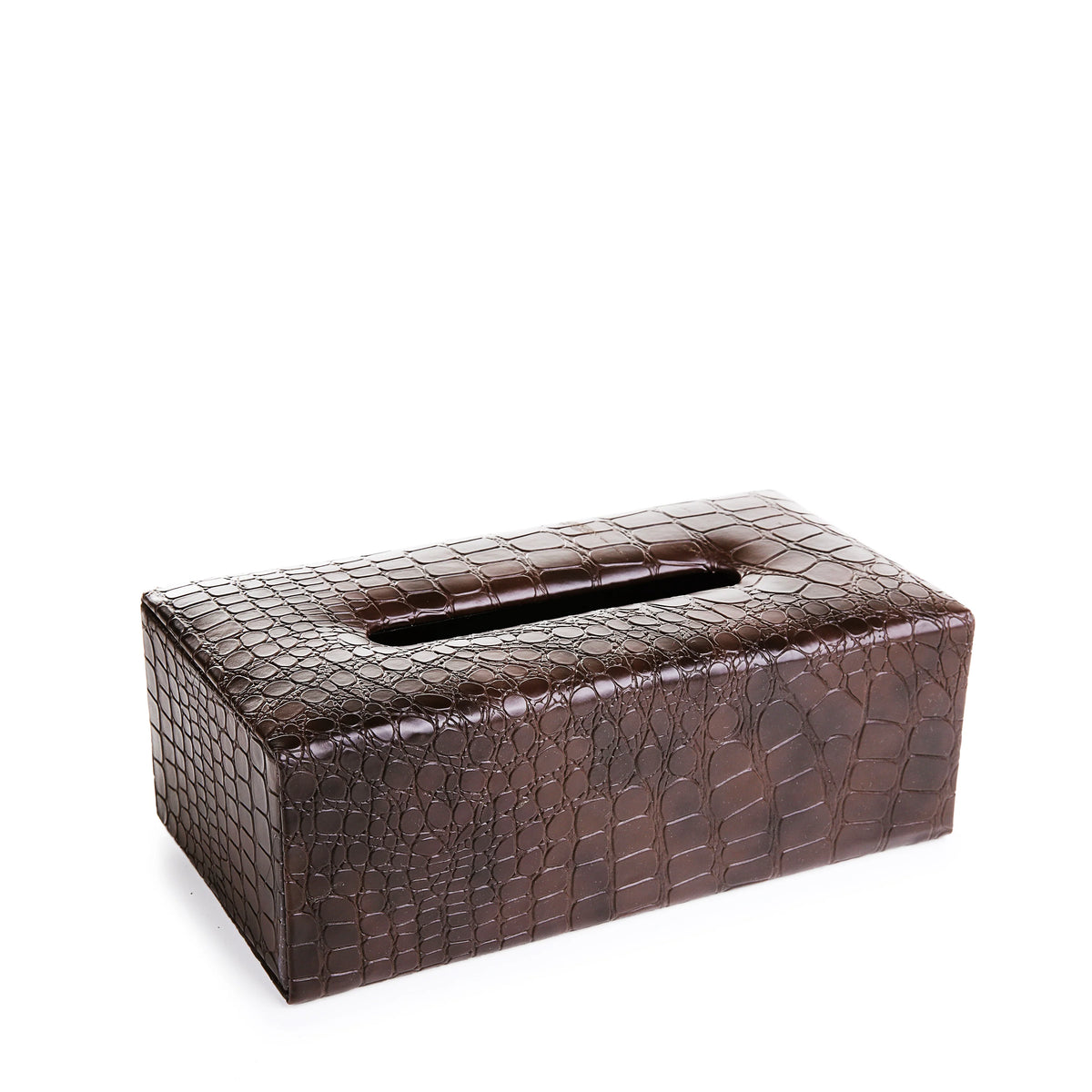 Leatherette Crocodile Pattern Dust Bin & Tissue Box