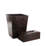 Leatherette Crocodile Pattern Dust Bin & Tissue Box