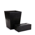 Leatherette Crocodile Pattern Dust Bin & Tissue Box