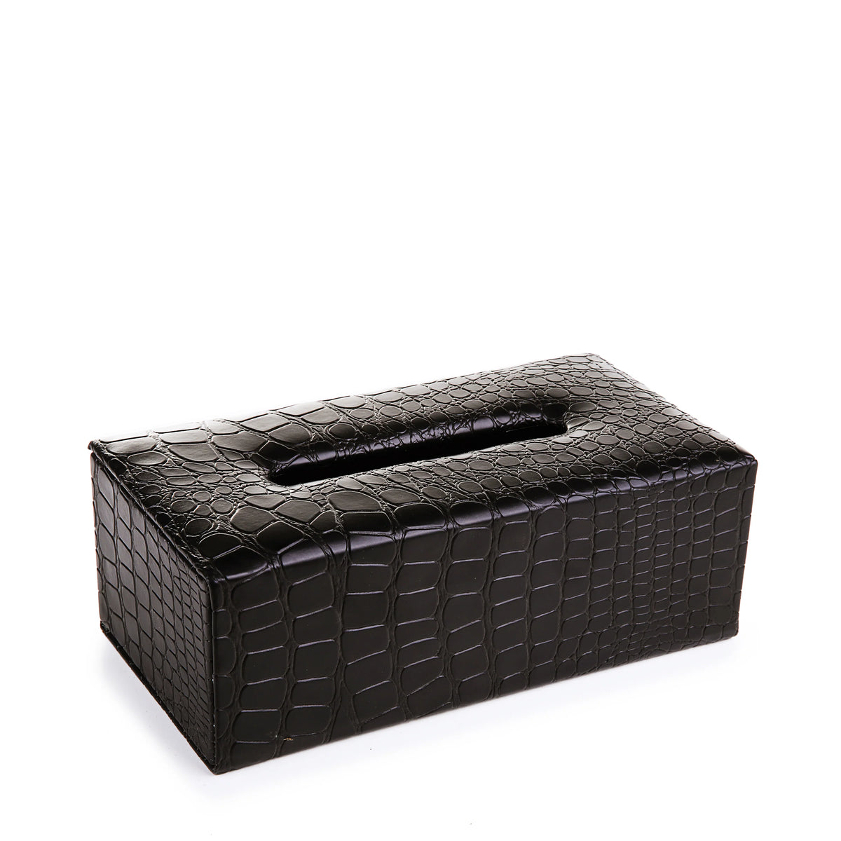 Leatherette Crocodile Pattern Dust Bin & Tissue Box