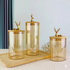 Luxury 3-Piece Storage Jar Set with Wooden Lids & Deer Head Design | Kitchen Containers