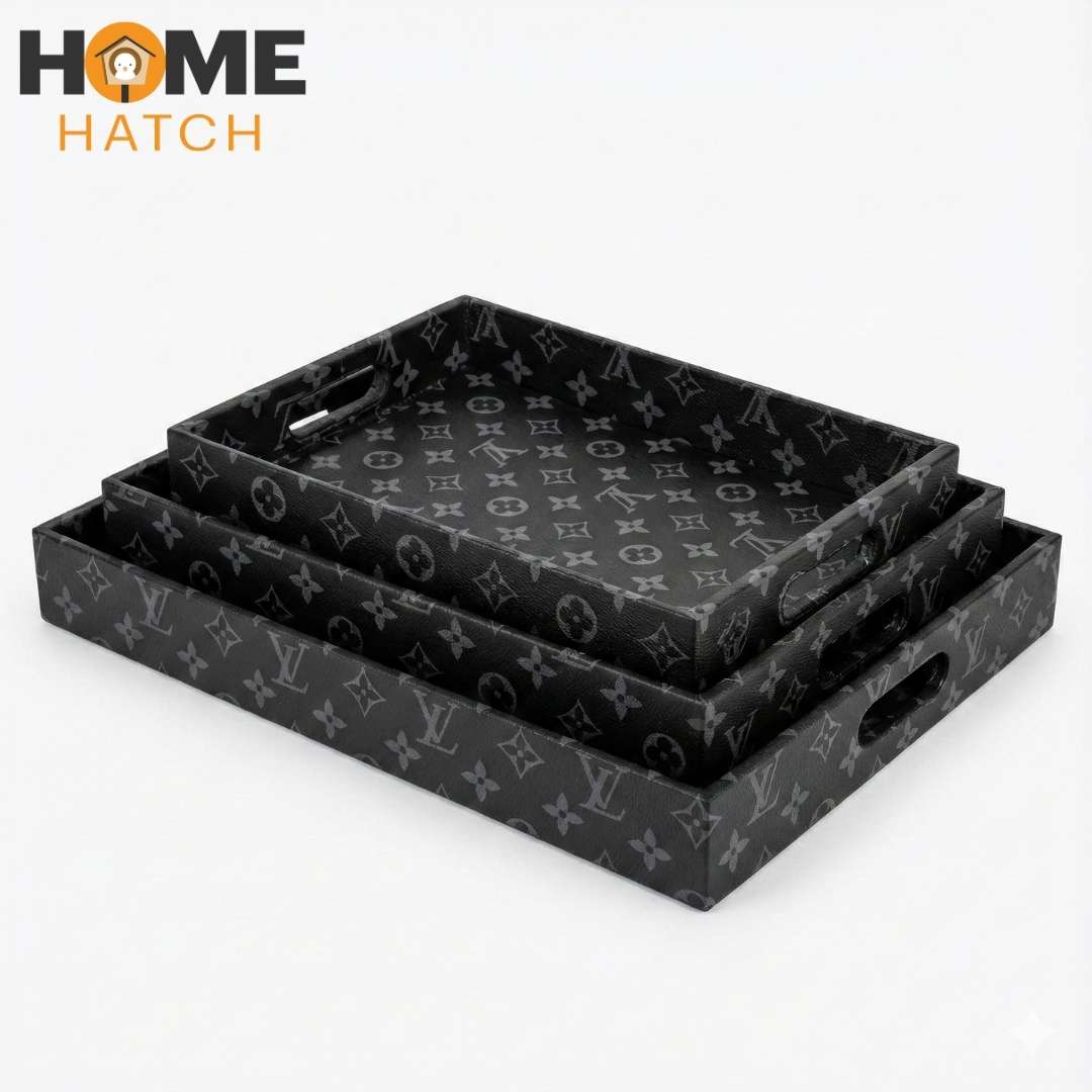 Luxury Brand Leatherette Rectangle Tray 3-Pcs