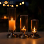Luxury Glass Candle Holder with Metallic Base
