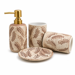Luxury Leaf Pattern Ceramic Bathroom Accessories Setleaf pattern bathroom accessories setceramic bathroom set Pakistanluxury bathroom accessoriesvanity organizer setceramic bathroom décorbathroom countertop organizerleaf design bathroom setHome Hatch bathroom collectionluxury vanity accessoriesdecorative ceramic bathroom set