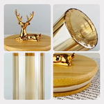 Luxury 3-Piece Storage Jar Set with Wooden Lids & Deer Head Design | Kitchen Containers