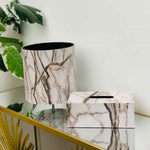 Marble Pattern Tissue Box & DustBin Set