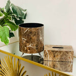 Marble Pattern Tissue Box & DustBin Set