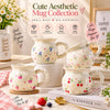 Matka-Shaped Ceramic Coffee Mug with Twisted Rope Handle – Fruit & Floral Tea Cup