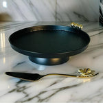 Matt Black Round Metal Plater | Dessert/Cake Dish