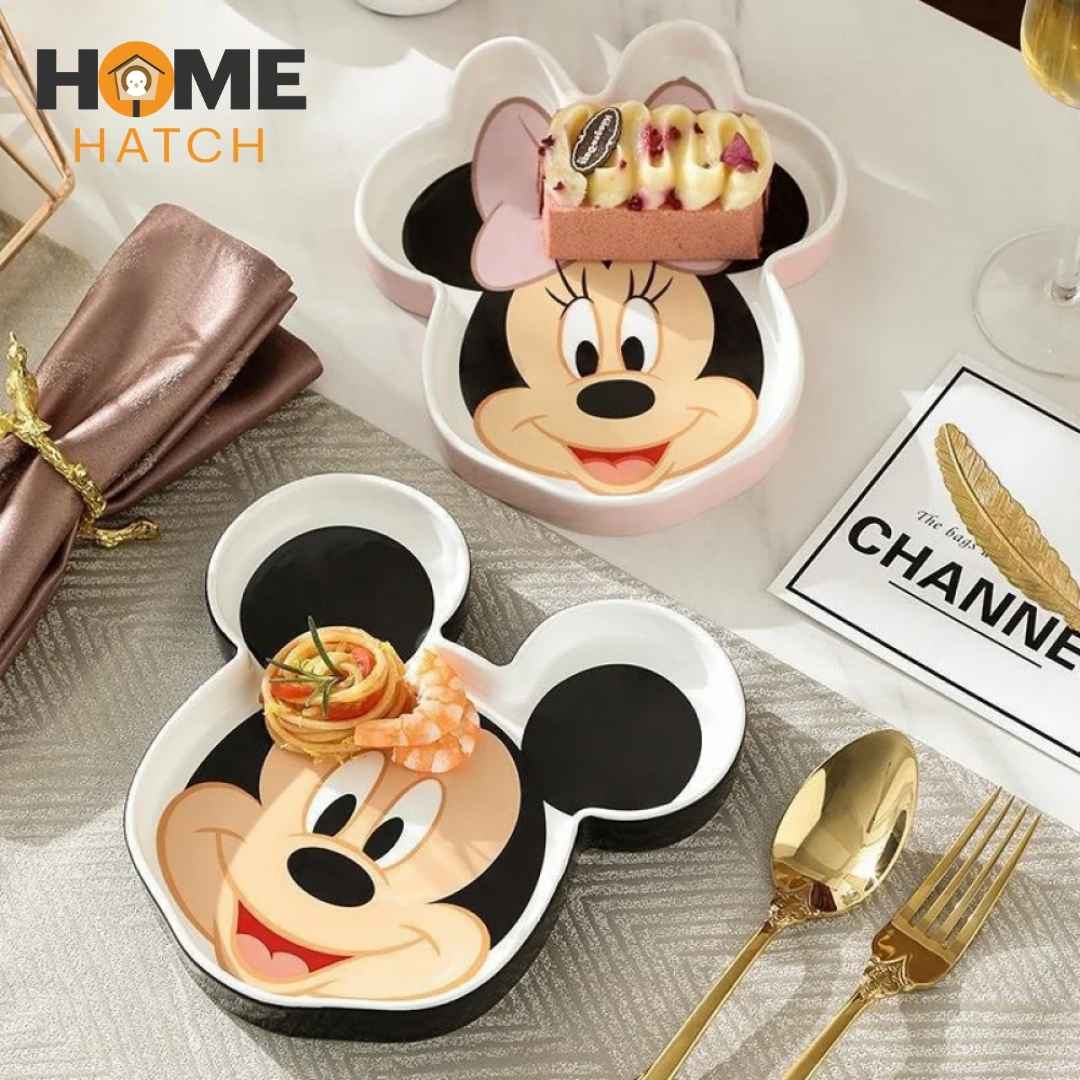 Mickey & Minnie Mouse Ceramic Tray | Microwave Safe | Heat-Resistant Multipurpose Plate