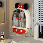 Minnie Mouse Wall-Mounted Bathroom Organizer by Home Hatch – PinkCute Minnie Mouse bathroom storage shelf with sliding doorsHome Hatch Minnie Mouse organizer for skincare and makeupKids’ bathroom wall-mounted storage with Minnie Mouse design