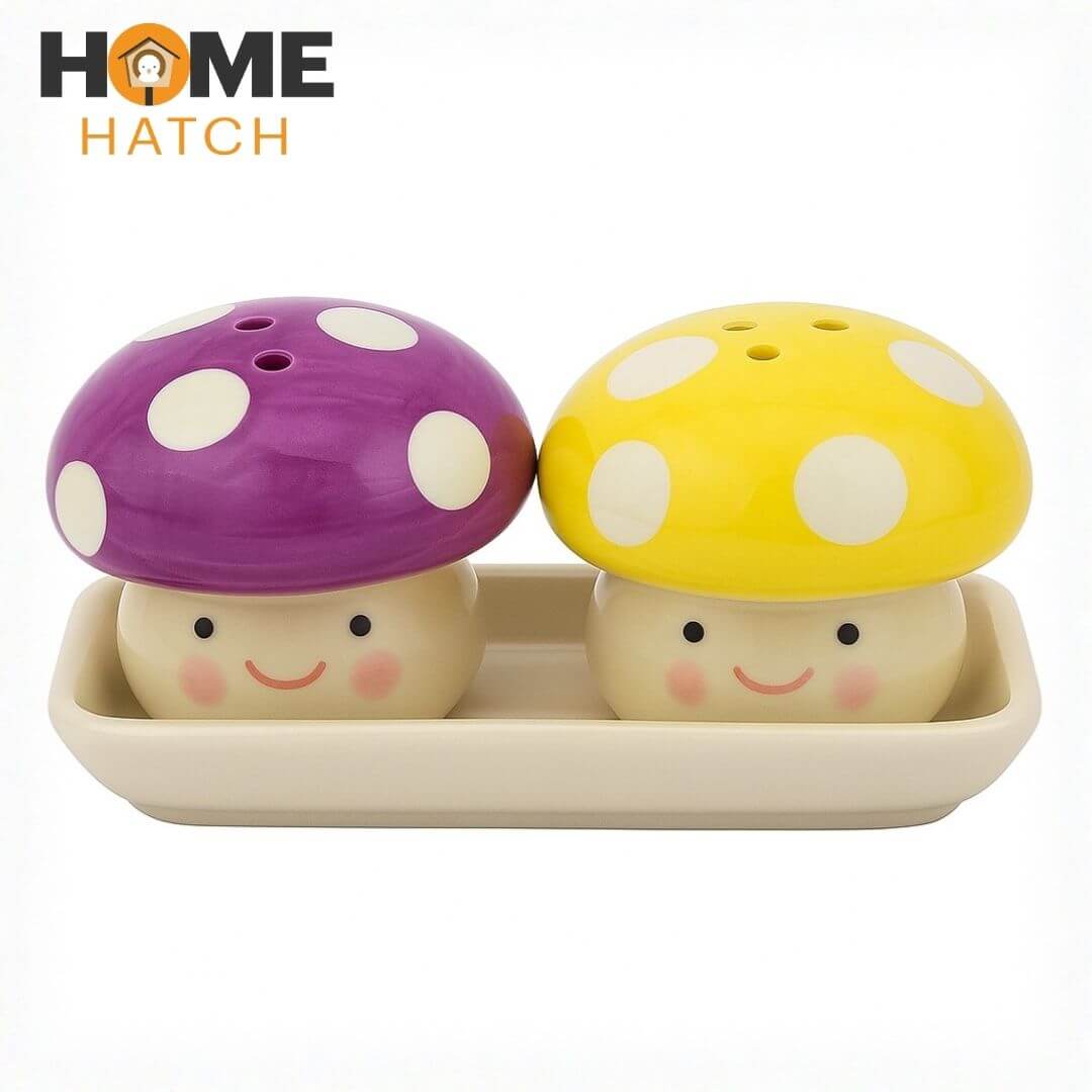 Mushroom Salt And Pepper Shaker Set – Cute Ceramic Shakers for Dining Table