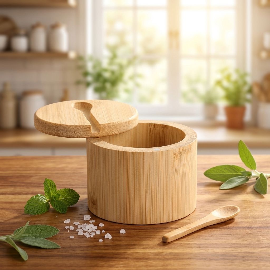 Natural bamboo sugar bowl with small spoon and magnetic swivel lid for storing sugar, salt, spices and kitchen seasonings.bamboo sugar bowlsugar bowl with spoonbamboo sugar bowl with lidmagnetic lid sugar bowlwooden sugar containerbamboo spice containersugar storage containersalt and spice containerbamboo kitchen organizerbamboo sugar bowl Pakistan