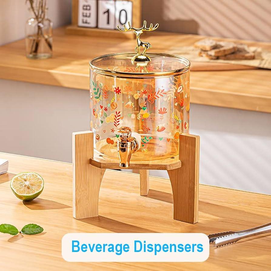 Nordic Reindeer Beverage Dispenser with Tap And Bamboo Base | Kitchen Accessories - Home Hatch