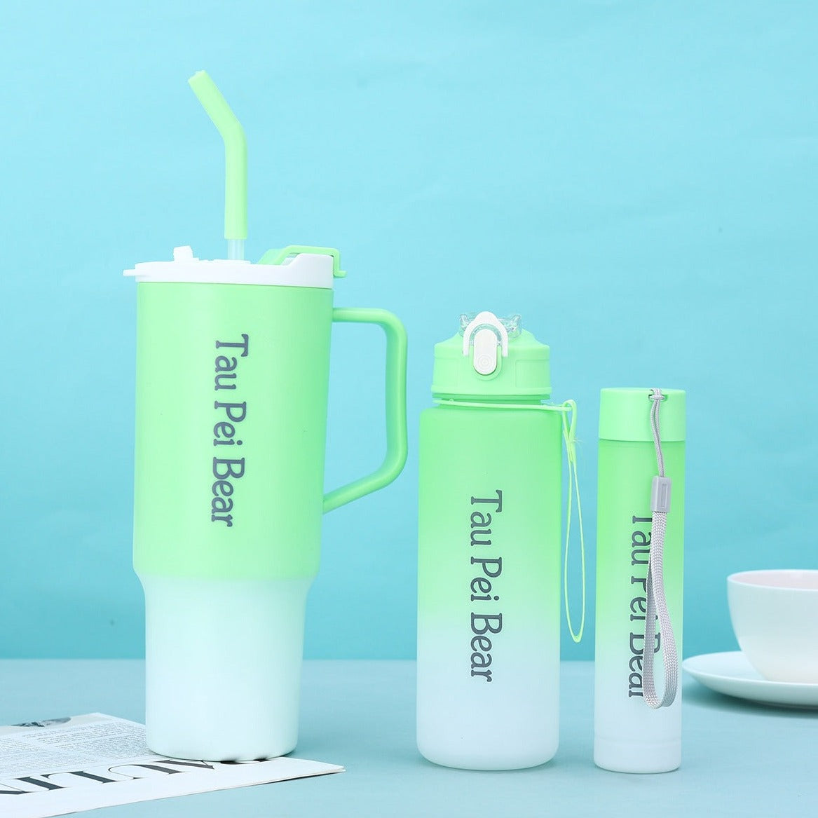 Gradient Colored Drinking Water Bottles 3-Pcs