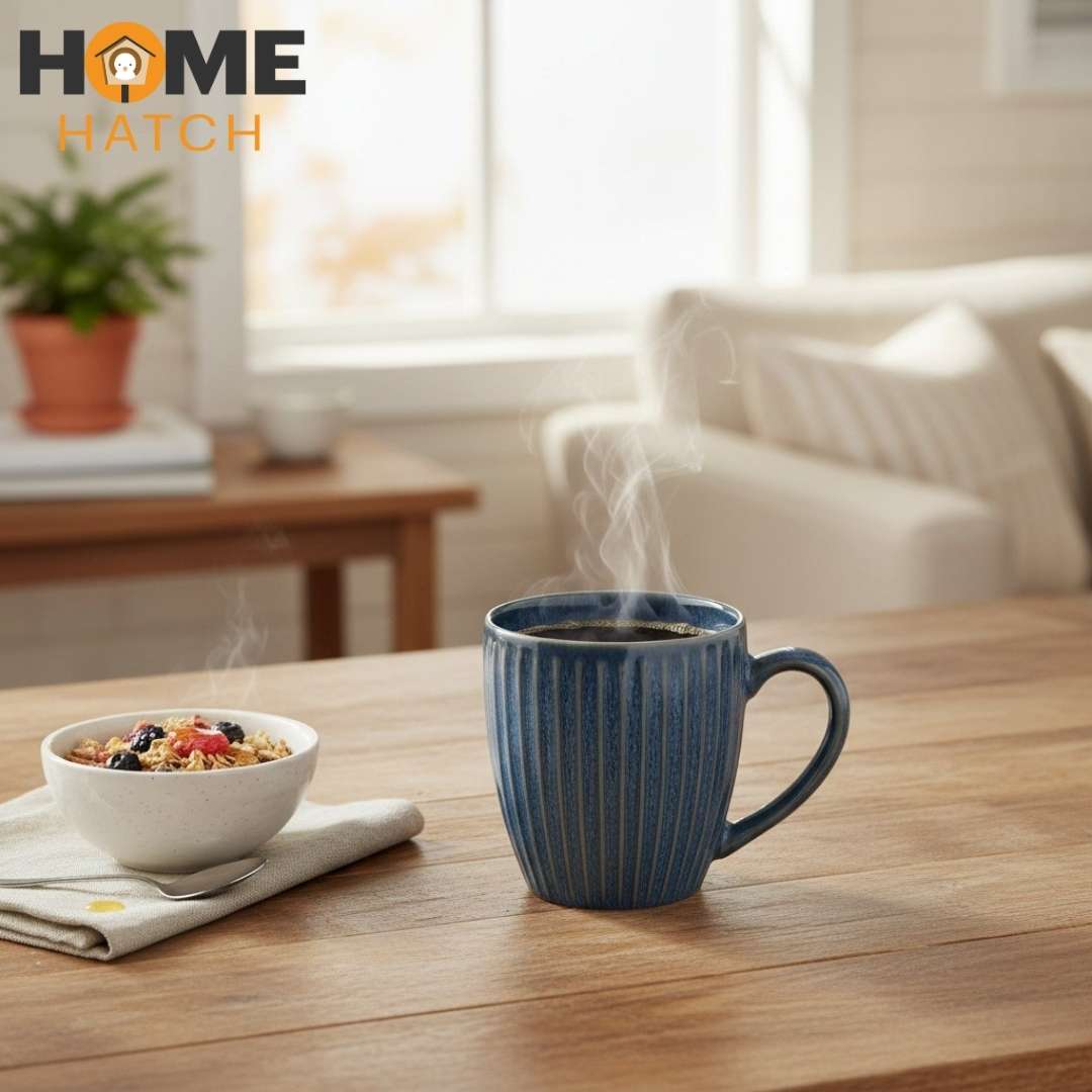 Ocean Ridge stoneware coffee mug – blue ceramic handcrafted cup – Home Hatch Pakistan