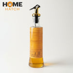Wood Pattern Glass Oil And Vinegar Bottle with Golden Pourer