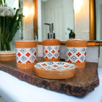 Orange Print Designed Bath Set - 4pcs