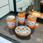 Orange Print Designed Bath Set - 4pcs