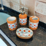 Orange Print Designed Bath Set - 4pcs